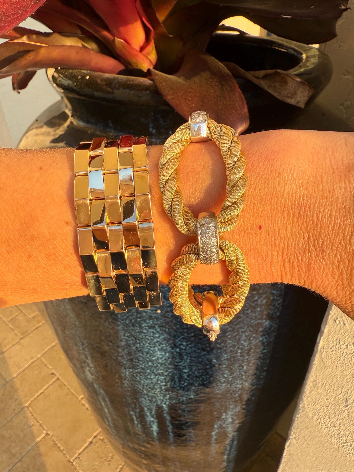 Rope Link and Diamond Estate Bracelet 14k