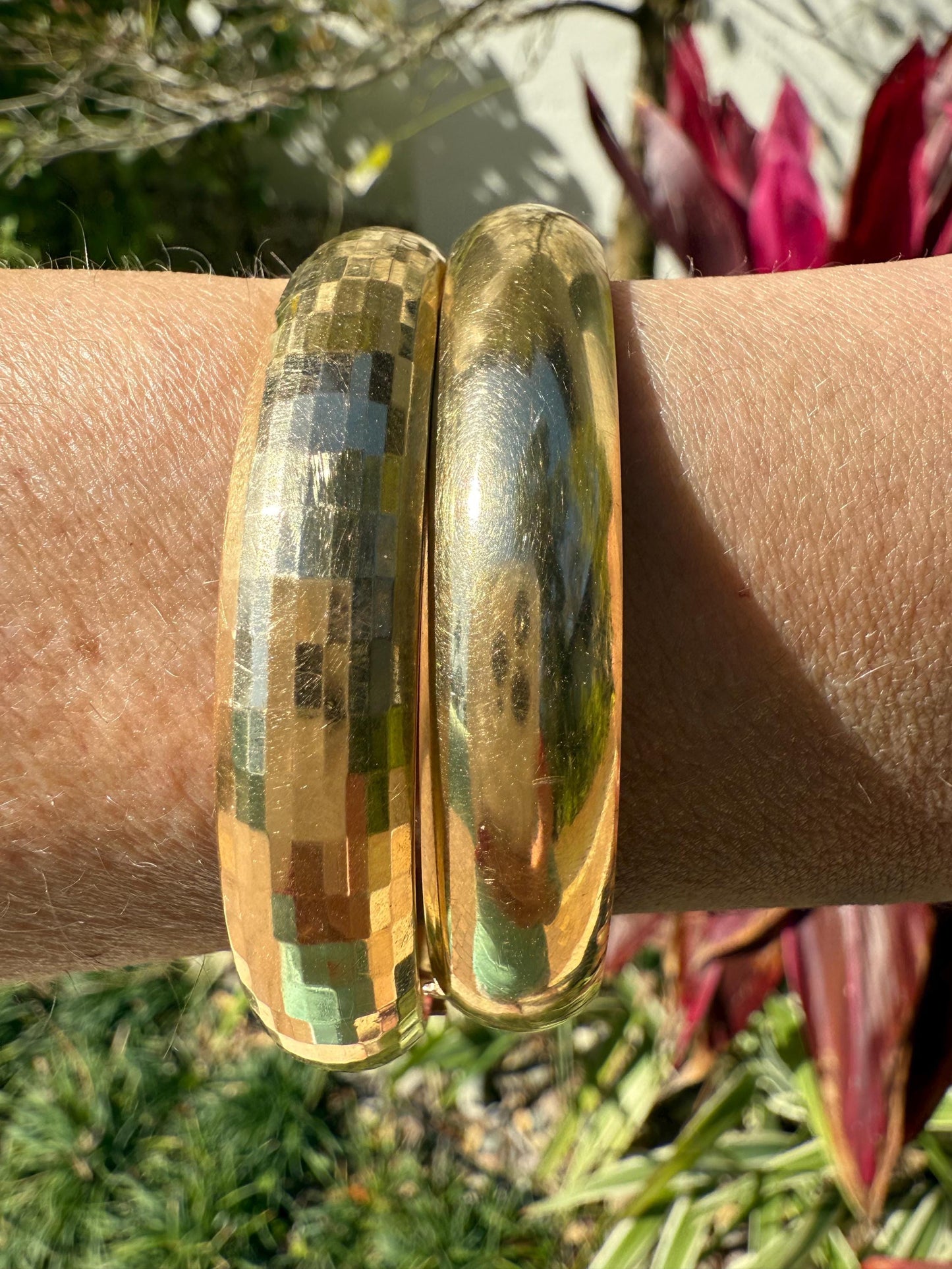 Modern Matching 14k gold Bangle Bracelets