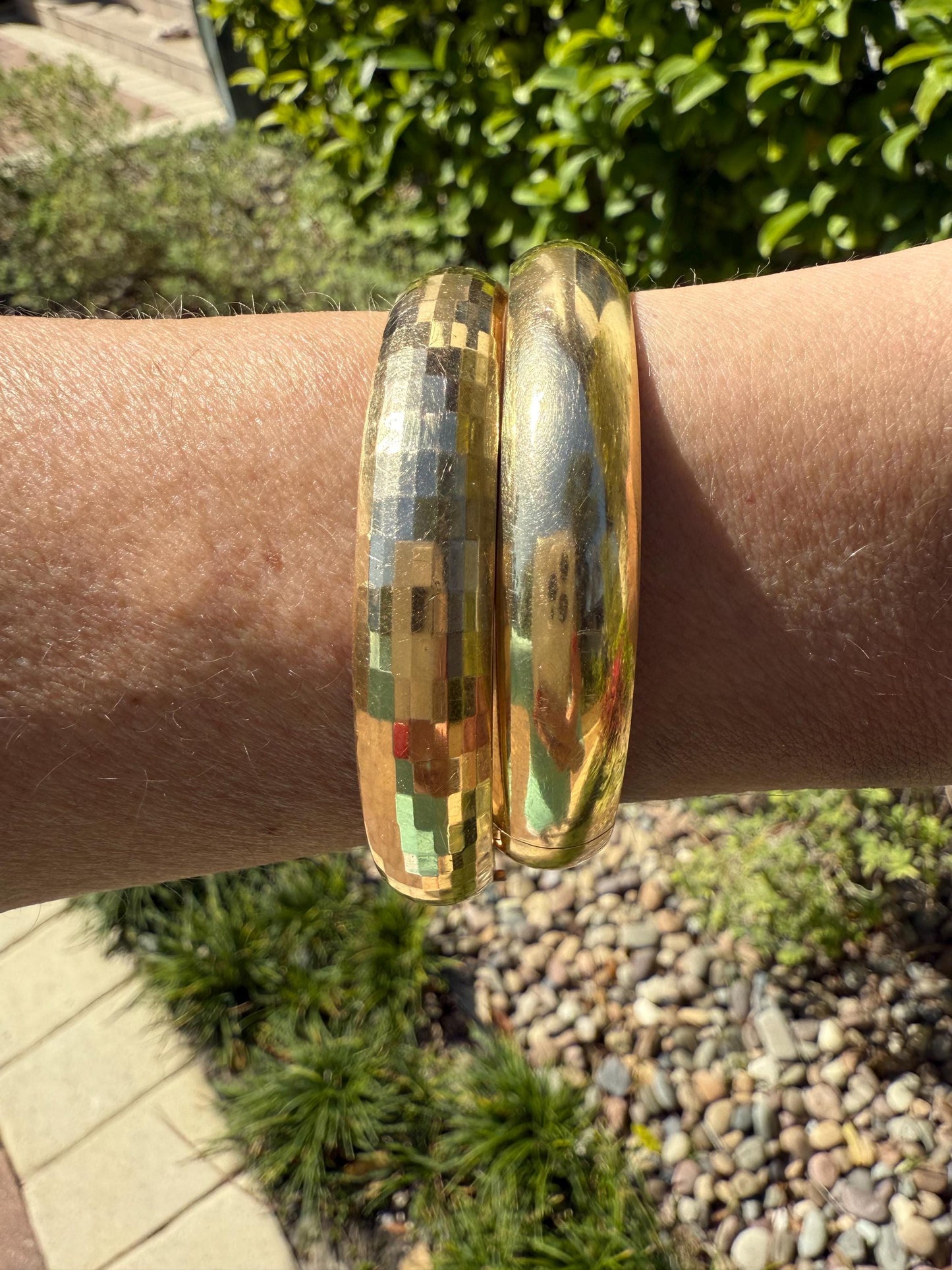 Modern Matching 14k gold Bangle Bracelets