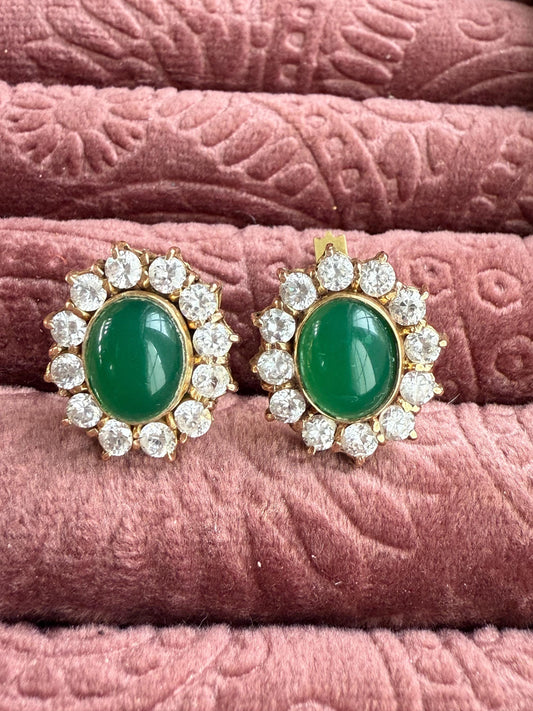 14k Chrysoprase cluster earrings