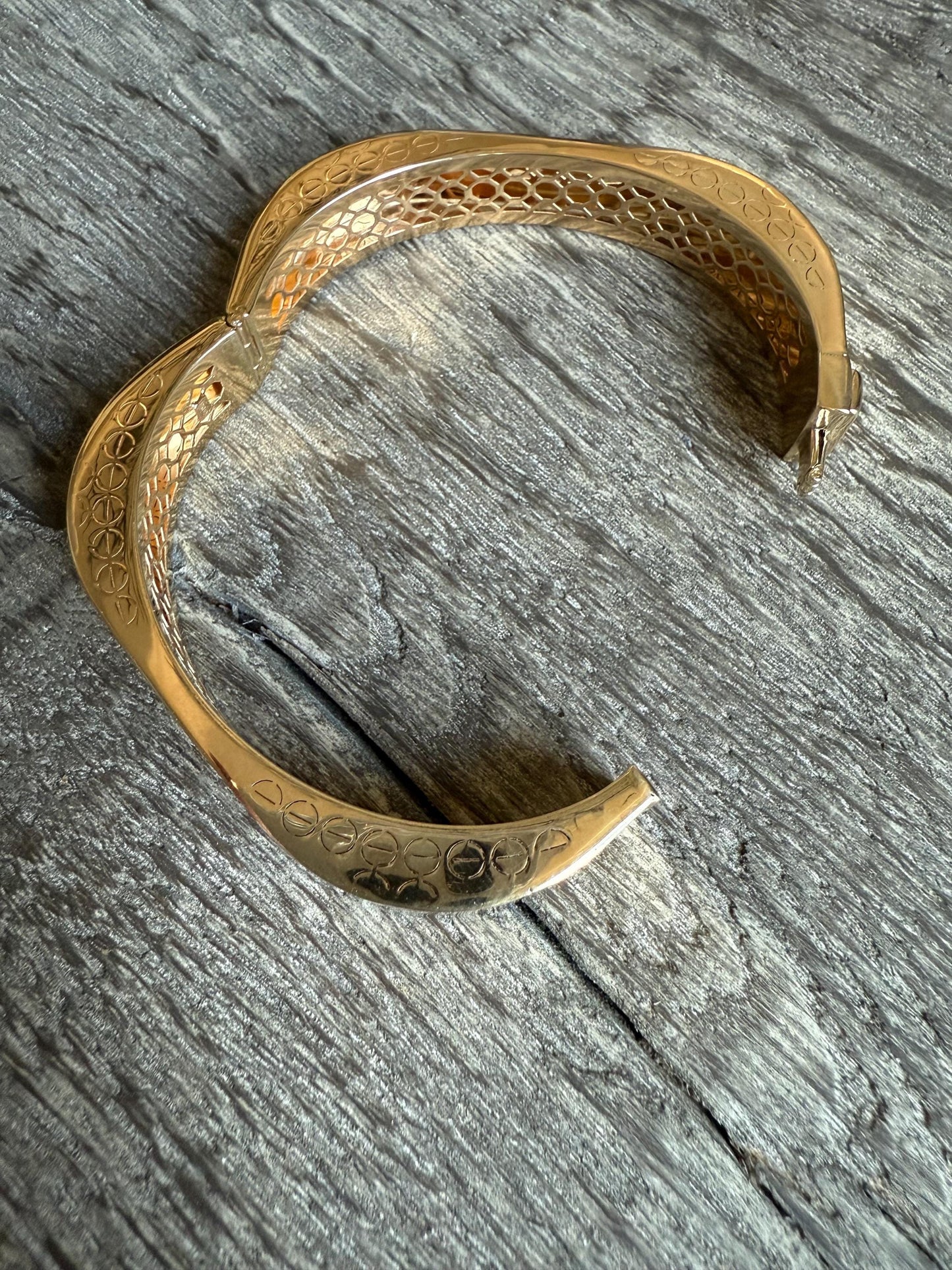 14K Modern rectangular bangle. 12mm wide