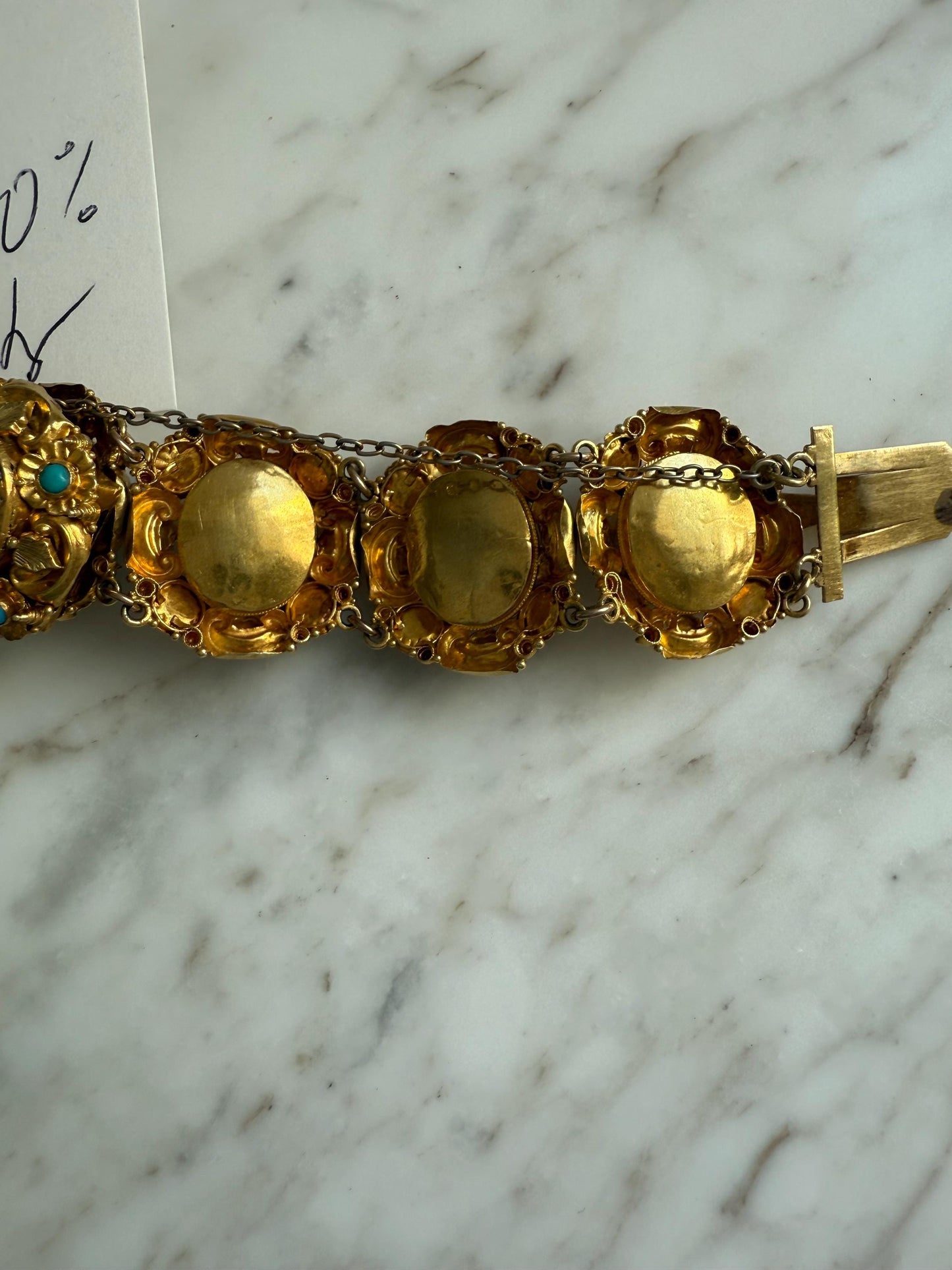 Antique Turkish 22k Gold and Turquoise link bracelet