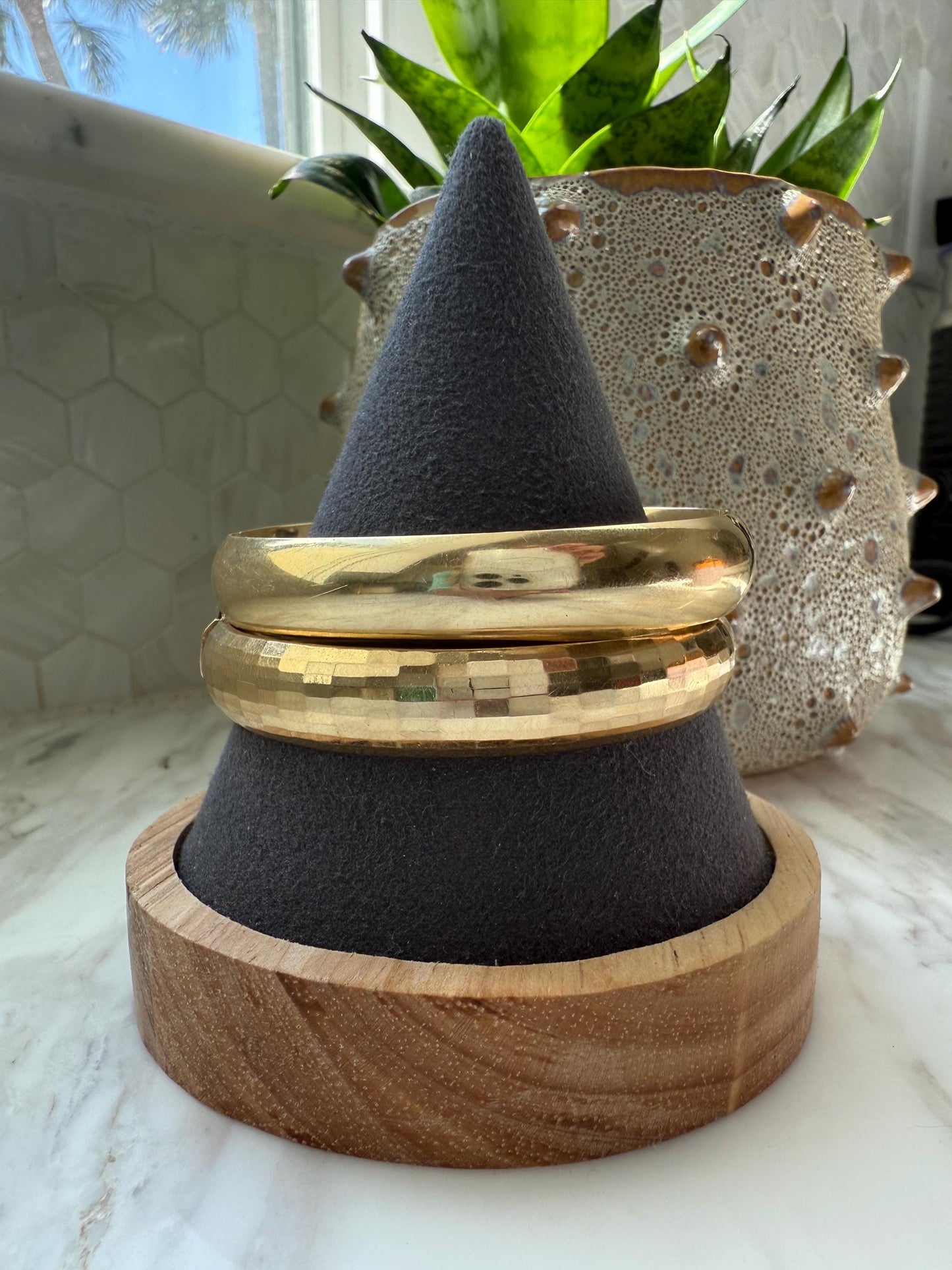 Modern Matching 14k gold Bangle Bracelets