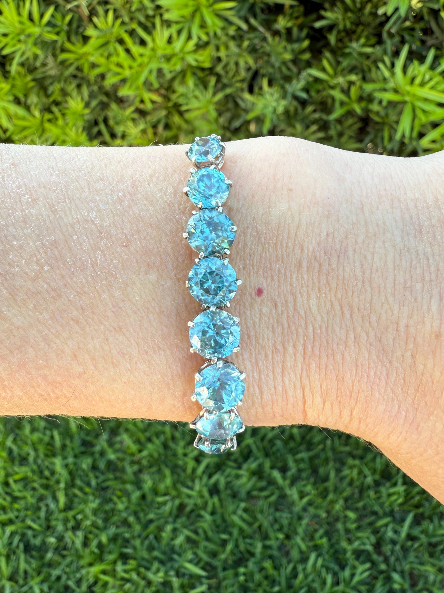 Antique Blue Zircon Tennis Bracelet