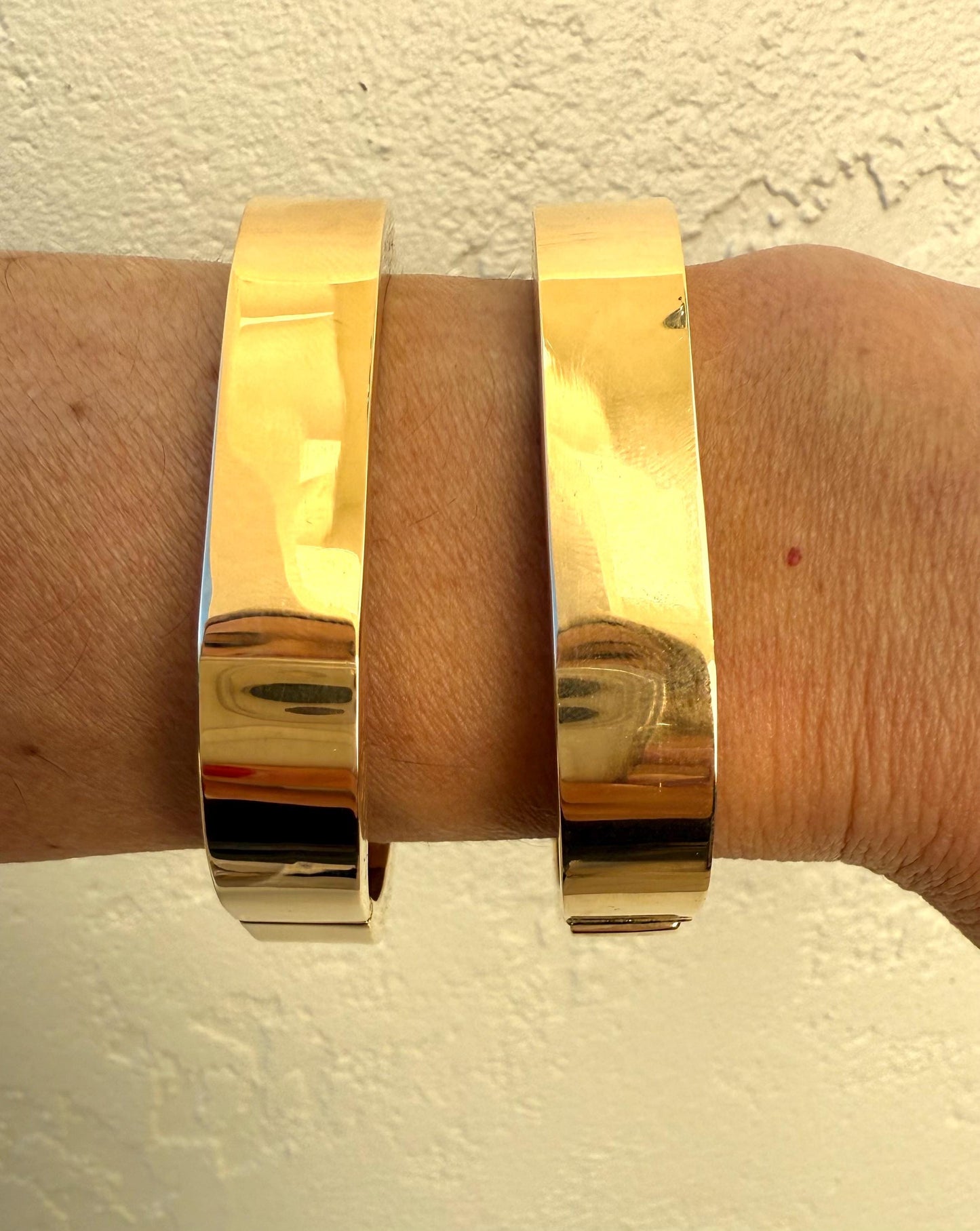 14K Modern rectangular bangle. 12mm wide