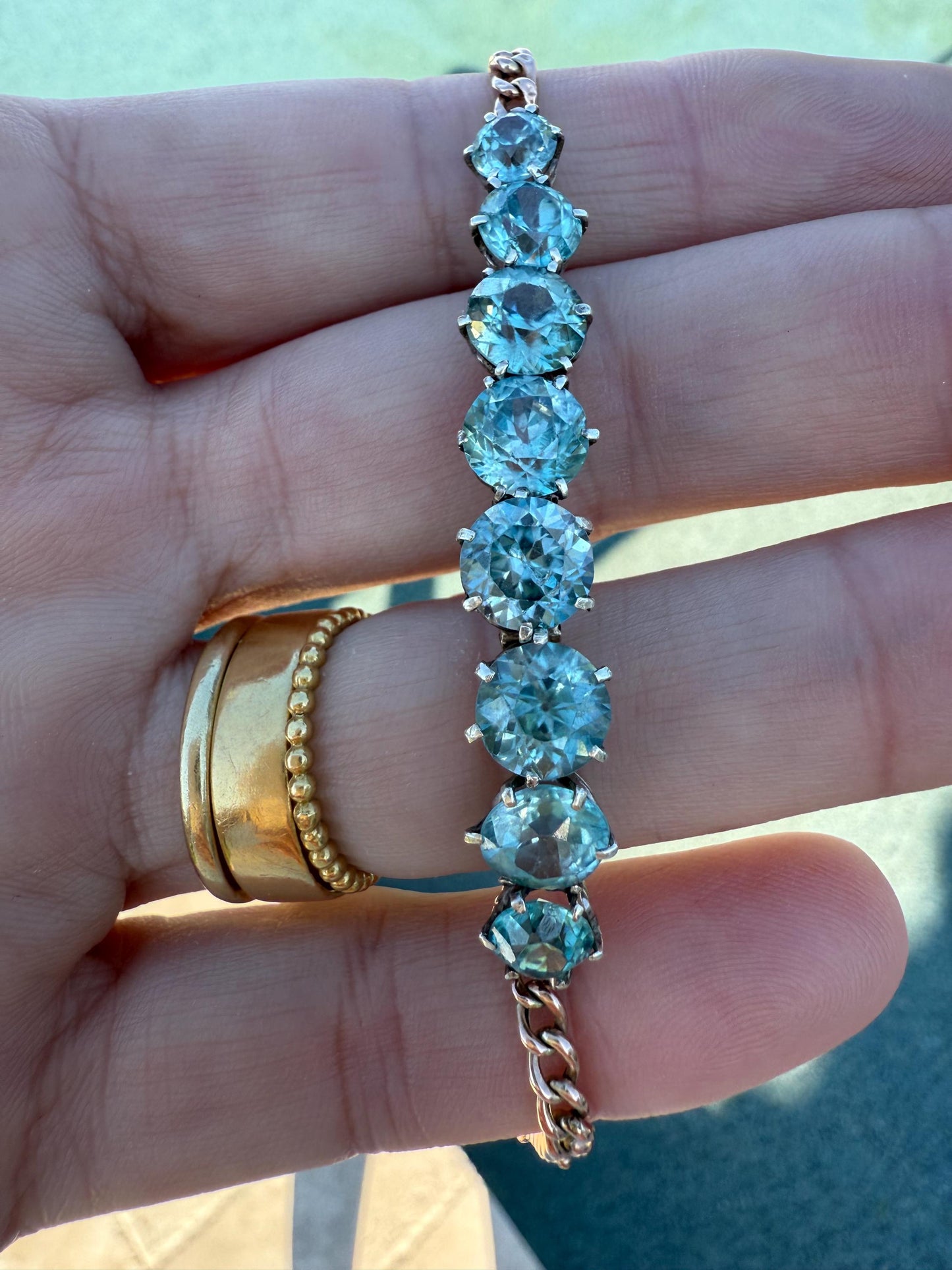 Antique Blue Zircon Tennis Bracelet